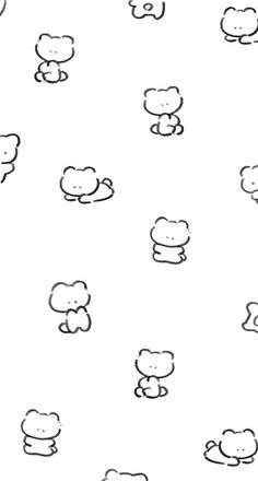 black and white drawing of teddy bears on a white background