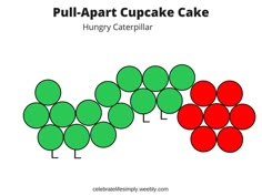 the diagram shows how to make a pull - apart cupcake cake for hungry caterpillars