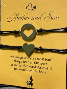 Mother and son, we always share a special bond, though, near or far apart, the words that would describe it, are written on the heart. Adjustable 2 piece set Mother Son Jewelry, Meaningful Bracelets As Mother's Day Gift, Adjustable Heart Bracelet For Couples Gift, Meaningful Bracelets For Mother's Day, Inspirational Adjustable Bracelets For Mom, Meaningful Bracelets For Best Friend And Mother's Day, Inspirational Bracelet For Best Friend Gift On Mother's Day, Adjustable Black Heart Bracelet For Mother's Day, Adjustable Bracelets For Mother's Day