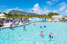 people are swimming in the pool on cruise ship