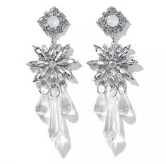 Metals Type: Zinc Alloy Earring Type: Drop Earrings Shape\pattern: Bowknot Material: Rhinestone Ice Queen Jewelry, Ice Queen Accessories, Abby Abominable, Cj Core, Snowflake Accessories, Vail Outfits, Ice Accessories, Ice Earrings, Royalty Dr