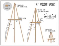 an easel is shown with measurements for the top and bottom sides, along with instructions on how to use it