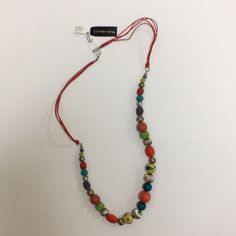 Stephan & Co Multi Colored Beaded Necklace New With Tags Red Beaded Necklaces For Summer, Summer Red Necklaces With Colorful Beads, Summer Red Necklace With Colorful Beads, Red Beaded Chain For Summer, Casual Red Beaded Chain Jewelry, Casual Red Beaded Necklace, Summer Red Necklace With Beaded Chain, Adjustable Red Necklaces For Summer, Casual Wooden Beaded Necklaces