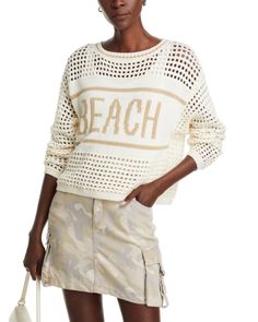 Vintage Havana Beach Graphic Sweater Beach Lettering, Havana Beach, Denim Skirt Trend, Beach Sweater, Shearling Vest, Joggers Track Pants, Bra Dress, Skirt Trends, Short Denim Skirt