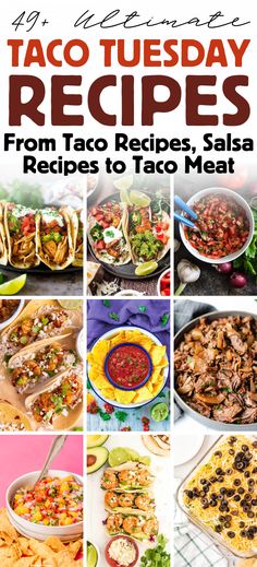 Try these epic, delicious and fun Taco Night Recipes on your next Taco Tuesday, Cinco de Mayo or Mexican Night! From shrimp tacos, beef tacos, taco side dishes, salsa recipes to how to make taco beef, and margarita recipes, here is everything you need for a fun Taco Tuesday! Taco Night Ideas, Taco Tuesday Ideas, Ground Pork Tacos, Taco Beef, Tuesday Dinner, Taco Side Dishes