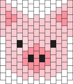 a cross stitch pattern with pink squares and black dots on the center, as well as two smaller squares