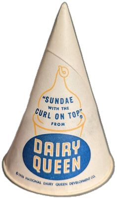 an old dairy queen cone with the words sunday curl on top