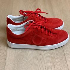 Never Worn Red Suede Tennis Shoe Salvatore Ferragamo Shoes, Ferragamo Shoes, Shoes Brand, Red Suede, Wearing Red, Tennis Shoes, Shoe Brands, Salvatore Ferragamo, Womens Shoes Sneakers