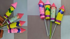 two pictures show the process of making paper fireworks