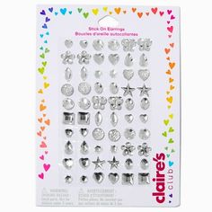 SAFE AND TEMPORARY: Claires cute earring stickers are the perfect temporary accessory for all occasions. Claires Club prioritizes the safety of young children while providing the satisfaction of wearing earrings for those with un-pierced ears. These stick-on earrings for kids of all ages are easily removable and use non-toxic sticker adhesive. Claires earrings allow teens to sleep or stay active without worrying about the dangers of traditional earring backs VERSATILE: Claire's glitter gem earri Toxic Sticker, Sticker Earrings, Toddler Party Favors, Toddler Dress Up, Claires Earrings, Earrings For Kids, Claire's Accessories, Toddler Parties, Princess Earrings