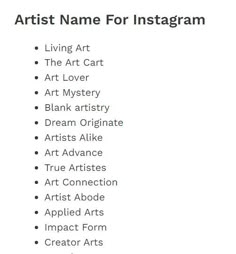 the artist name for instagramm is shown in this screenshoter's profile