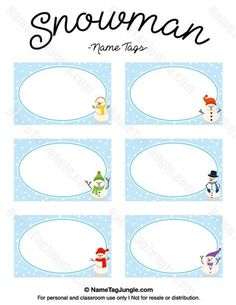 printable snowman name tags