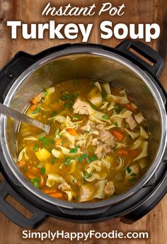 the instant pot turkey soup is ready to be eaten