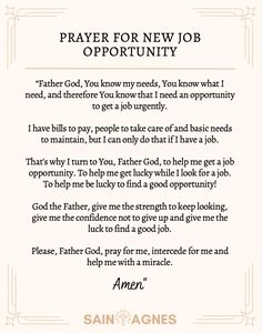 a prayer for new job opportunity