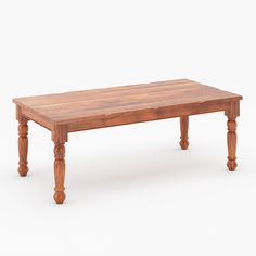 a wooden table with two legs and a wood top on an isolated white background for display or montage