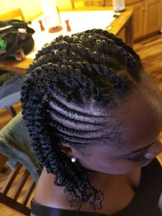 Two Strand Twist Mohawk, Twist Mohawk, 2 Strand Twist With Extensions, Flat Twist Mohawk Natural Hair, Twist Mohawk Hairstyles, Mohawk Twist Styles, Two Strand Twist Mohawk Natural Hair, Two Strand Twist Updo, Natural Braid Styles