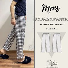 men's pajama pants, pattern and sewing sizes - 5xl