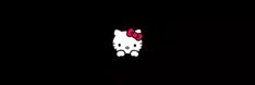 the hello kitty logo is lit up in the dark with a bow on it's head