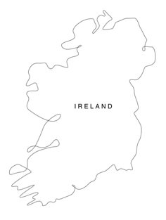 a map of ireland with the name in black ink