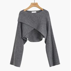 Short Pullovers Sweaters Autumn Winter 2024 Streetwear Knitted Sweater Women's Long Sleeve Cross Irregular Solid Y2K Tops 22933 Gray One Size Tulle Slip Dress, Mode Tips, Winter Suit, Lace Sweater, Komplette Outfits, Kawaii Clothes, Dream Clothes, Look Chic, Polished Look