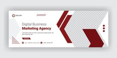 a white and red business card with geometric shapes