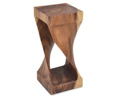 a wooden side table with an unusual design