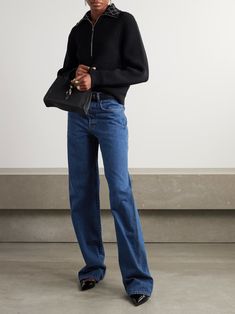 GUCCI High-rise straight-leg jeans | NET-A-PORTER Luxury Straight Leg Jeans With Graphic Print, Luxury Gucci Jeans With Five Pockets, Classic Gucci Denim Jeans, Jeans Gucci, Cozy Luxury, Gucci Outfits, Sport Swimwear, Sports Skirts, Bag Dress