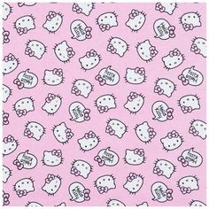 pink hello kitty fabric with white and black cats on it