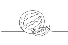 a line drawing of a half eaten melon