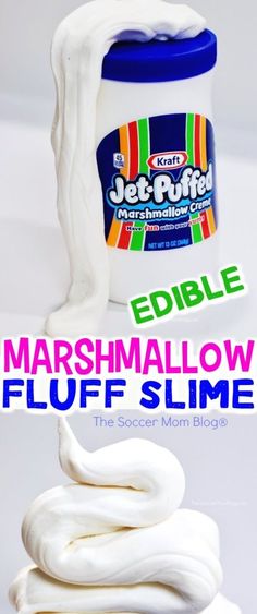 marshmallow fluff slime recipe with text overlay