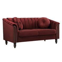 Upgrade your living room with Aukfa red velvet sofa set. Upholstered in luxurious red lint fabric, it offers a stunning pop of color. The cushions are filled with high-density foam for exceptional comfort, while the solid wood frame ensures durability. This stylish set includes a sofa, loveseat, and armchair, perfect for a coordinated look. Easy to clean, it's ideal for families and pet owners. Red Loveseat, Red Velvet Sofa, Vintage Loveseat, Velvet Sofa Set, Living Room Furniture Sets, Sofa For Living Room, Sleep Sofa, Dream Furniture, Fabric Red