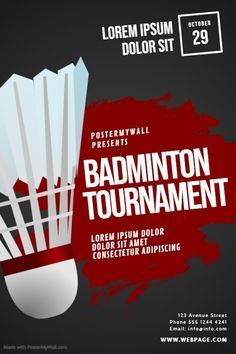 a poster for the badminton tournament with an image of a racquet on it