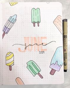 June Bullet Journal, Journal D'inspiration, Bullet Journal Headers, Bullet Journal Page, Bullet Journal 2020, Bujo Planner