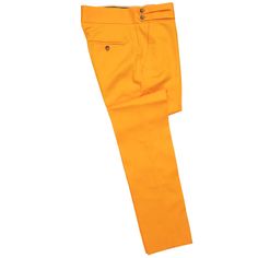 A must-have style in every man’s wardrobe, you will never look boring again with these solid trousers in orange. Elegantly made with high quality craftsmanship in a straight fit, flat-front style from premium quality cotton, these trousers feature a button and zip closure with a wide waistband with two extended fastening tabs. This pair of men's pants is perfect for work and everyday wear, business meetings, parties, gala dinners or summer weddings. Buy it for yourself, or gift it to a loved one for an anniversary, holiday, birthday or just because. Actual colors may vary. This is due to computer monitors displaying colors differently and everyone can see these colors differently. ABOUT: • Brand: Chiragh • Color: Orange • Features: Four pockets, cummerbund-style waistband • Fit: Slim strai Fitted Orange Pants For Formal Occasions, Formal Orange Pants For Spring, Formal Orange Trousers, Fitted Orange Formal Pants, Fitted Cotton Work Pants For Summer, Fitted Orange Workwear Pants, Orange Formal Bottoms For Spring, Orange Straight Leg Work Pants, Fitted Orange Straight Pants