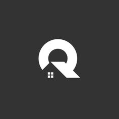 the letter q with a house in it on a dark background, which is also used as a logo