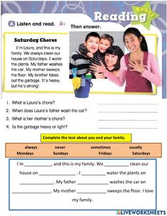 Teaching Vowels, Reading Comprehension Kindergarten, Grammar Exercises, English Grammar Worksheets, Grammar Activities, Comprehension Passage, English Language Teaching, Reading Comprehension Passages, English Reading