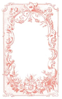 an ornate frame with flowers and leaves on it, in red ink by artist mary - ann