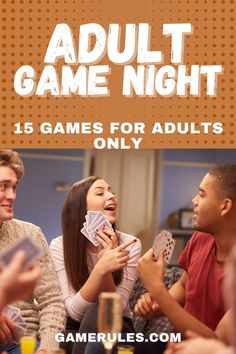 adult game night flyer with people playing cards