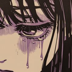 a drawing of a woman with tears on her face