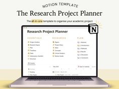 the research project planner on a laptop screen