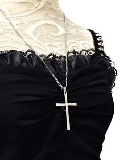 Get the ultimate cyberpunk goth look with our striking cross necklace. This unique accessory features a bold and edgy design, perfect for making a statement. The big cross pendant exudes gothic vibes, while the sleek chain adds a touch of modern cyberpunk flair.   Please note that this product includes only the necklace. Big Cross Necklace, Modern Cyberpunk, Cyberpunk Goth, Gothic Cross Necklace, Big Cross, Steampunk Fashion Male, Gothic Skirts, Gothic Cross, Edgy Design