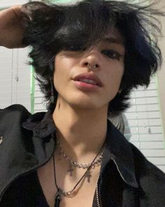 Gender Fluid Face Claims, Male Wolf Cut, Rocker Hair, Feminine Face, Masc Women, Rave Hair, Cute Asian Guys, Alternative Hair, Boys Haircuts