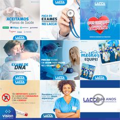 various medical and health brochures are shown in this collage, including an advert