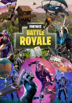 the poster for fortnite battle royale is shown in front of an image of skeletons and