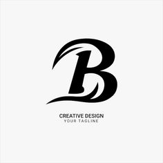 the letter b that is made up of black and white letters with an artistic shape