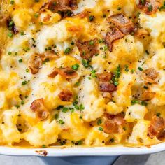 a casserole dish with meat and cheese