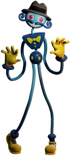 a cartoon character wearing a hat and holding his hands out to the side with both hands