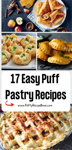 17 Easy Puff Pastry Recipes ideas from filling ice cube trays for appetizers or pockets and bites or pie crust, sausage rolls and desserts Easy Puff Pastry Appetizers, Starters Snacks, Food Starters, Snacks Savory, Puff Pastry Recipes Dessert, My Recipe Book