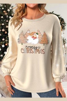 ROTITA Button Christmas Print Light Camel Round Neck Sweatshirt Cheap Relaxed Fit Christmas Tops, Cheap Holiday Crew Neck Tops, Cheap Cotton Christmas Sweatshirt, Christmas Sweatshirts With Leggings, Christmas Sweatshirts Kohl's, Christmas Women Shirt, Cheap Printed Christmas Tops, Simiple Christmas Shirts, Ornaments Shirt