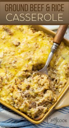 ground beef and rice casserole topped with cheese Ground Beef And Rice Casserole, Cheesy Ground Beef And Rice, Beef And Rice Casserole, Cheesy Ground Beef, Ground Beef And Rice, Ground Beef Casserole, Beef And Rice